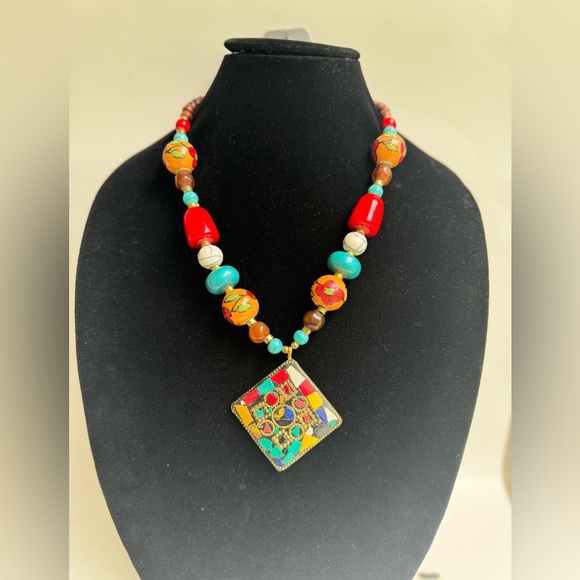 MULTICOLOR Denkays tribal necklace,statement necklace, African necklace,large - Picture 2 of 8